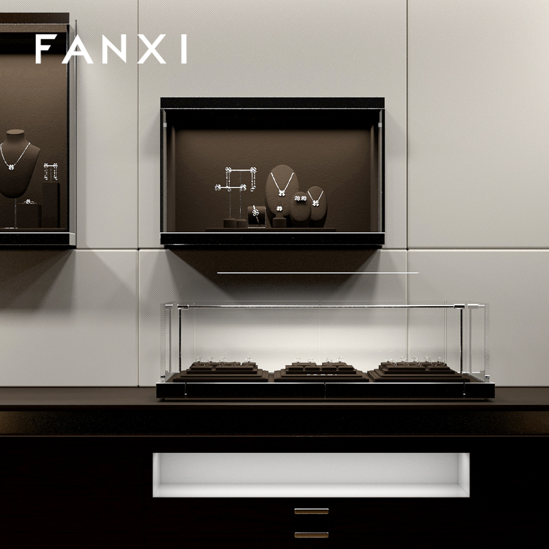 FANXI luxury Brown Microfiber jewellery ring display