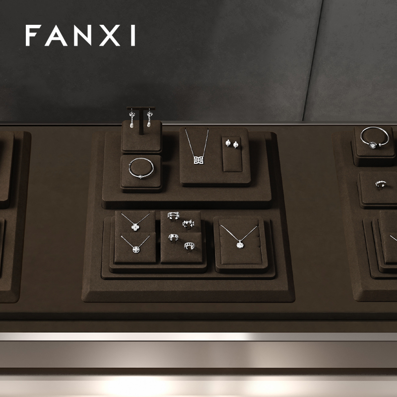 FANXI new arrival Brown Microfiber jewellery ring display