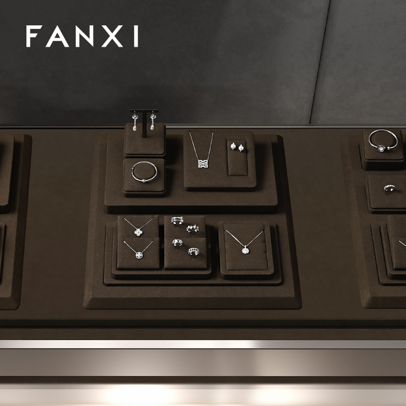 FANXI new arrival Brown Microfiber jewellery ring display