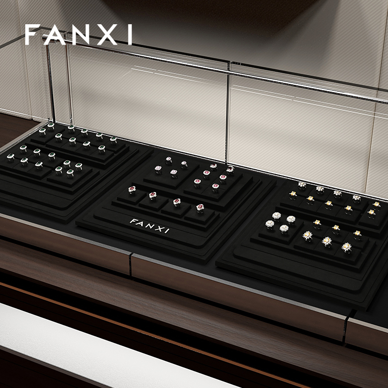 FANXI wholesale Black Microfiber jewellery ring display