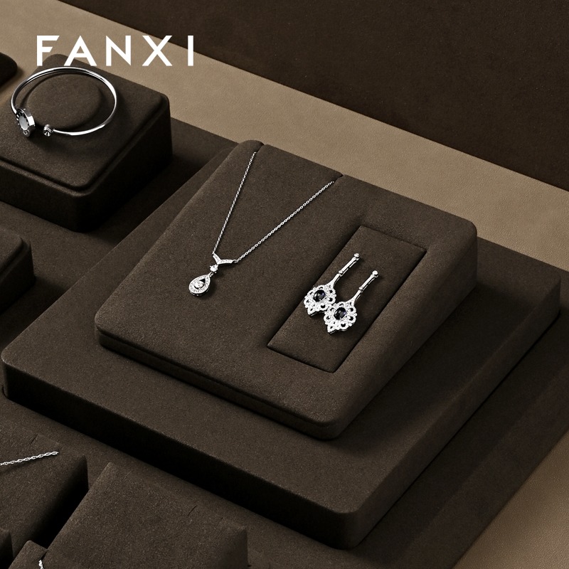 FANXI new arrival Brown Microfiber jewellery ring display