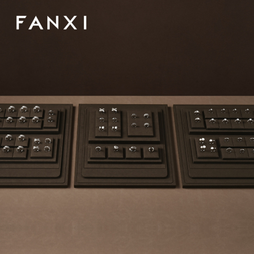 FANXI luxury Brown Microfiber jewellery ring display