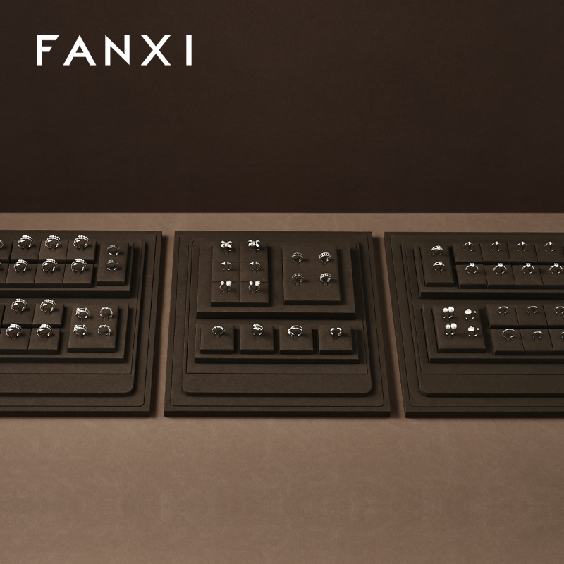 FANXI luxury Brown Microfiber jewellery ring display