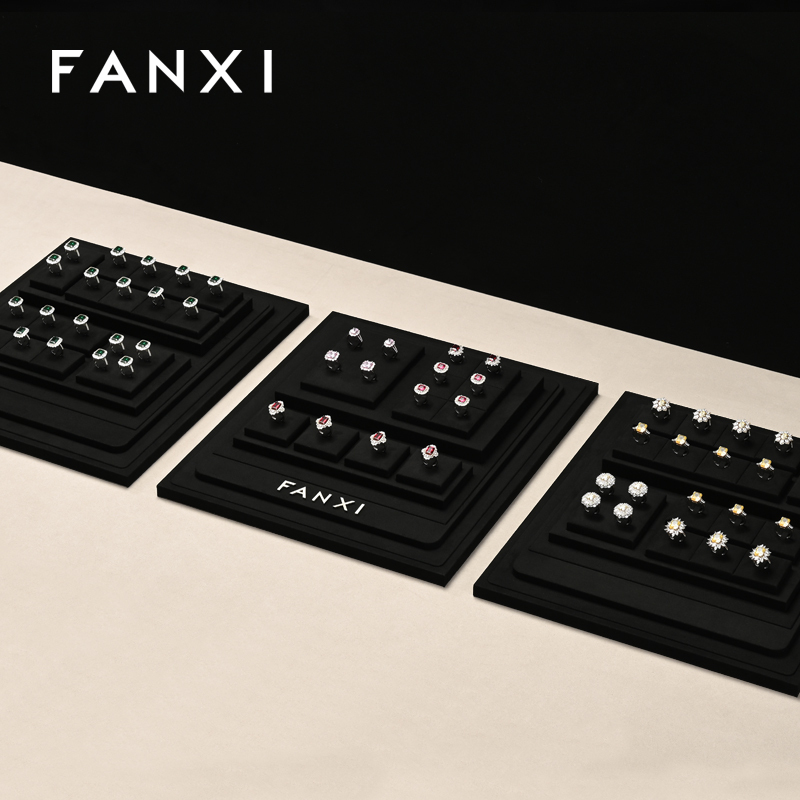 FANXI wholesale Black Microfiber jewellery ring display