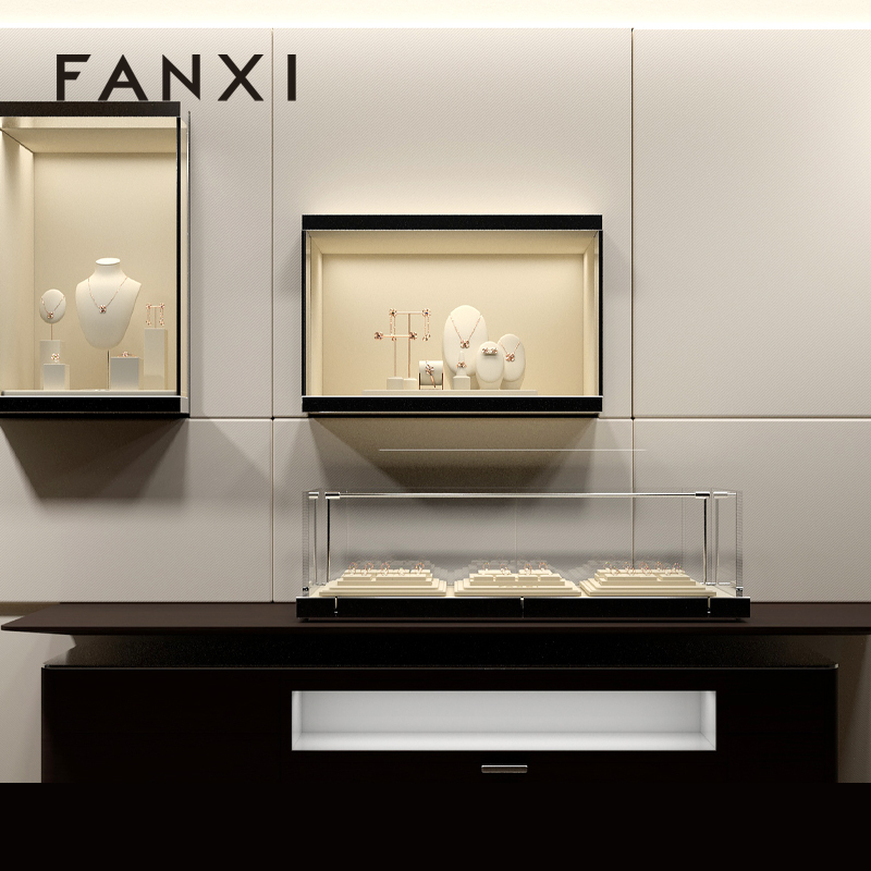 FANXI custom Beige Microfiber jewellery ring display