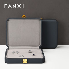 FANXI luxury blue leather microfiber Jewelry storage box
