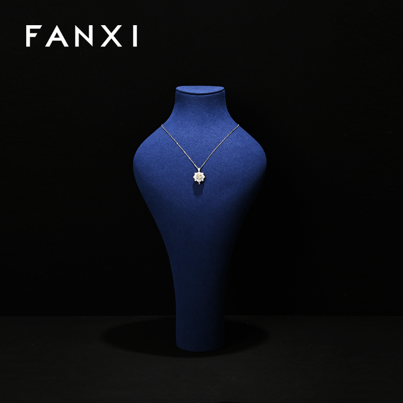 FANXI new arrival blue Microfiber necklace displays