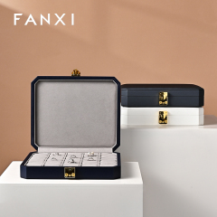 FANXI luxury blue leather microfiber Jewelry storage box
