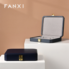 FANXI luxury blue leather microfiber Jewelry storage box
