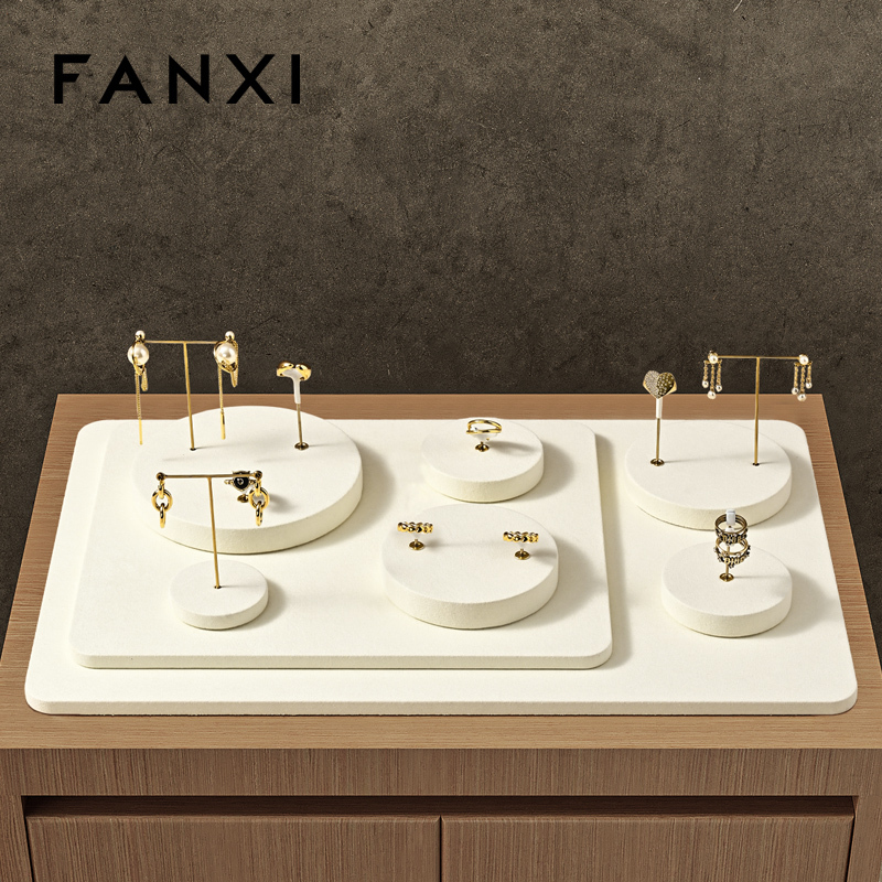 FANXI high end Beige Microfiber Jewelry display set