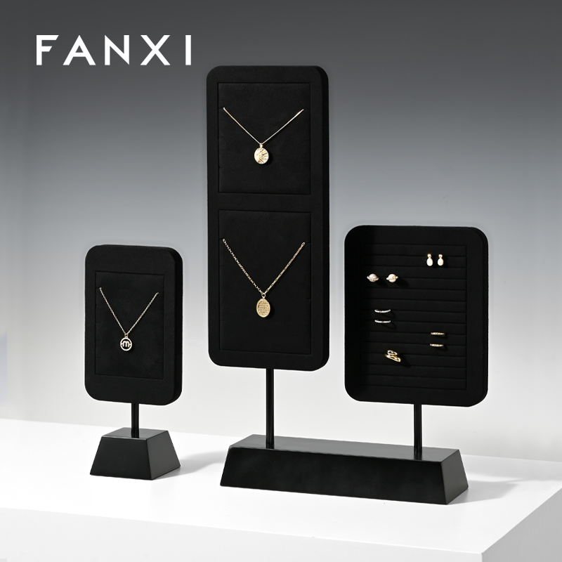 FANXI wholesale Black Microfiber baking paint Jewelry Rack