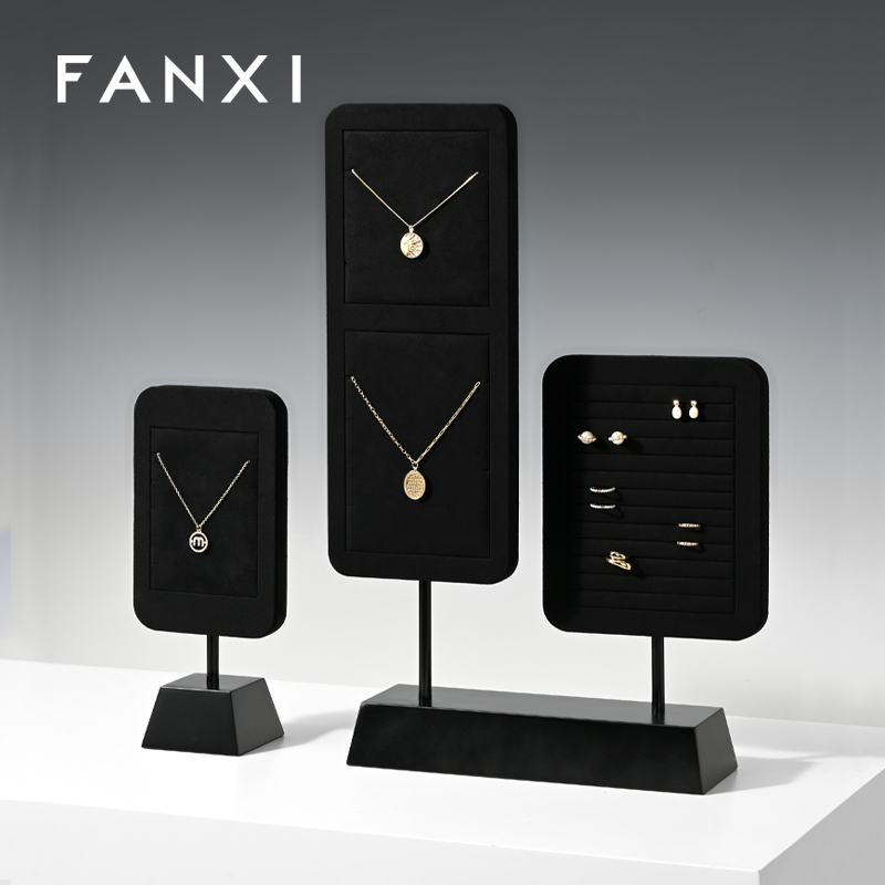FANXI wholesale Black Microfiber baking paint Jewelry Rack
