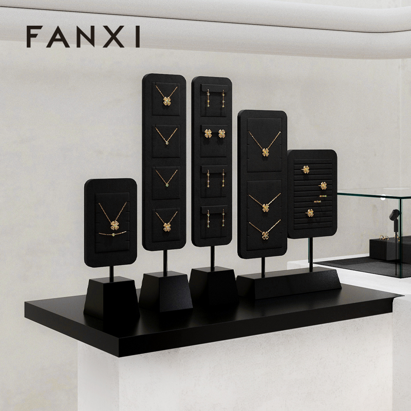 FANXI wholesale Black Microfiber baking paint Jewelry Rack