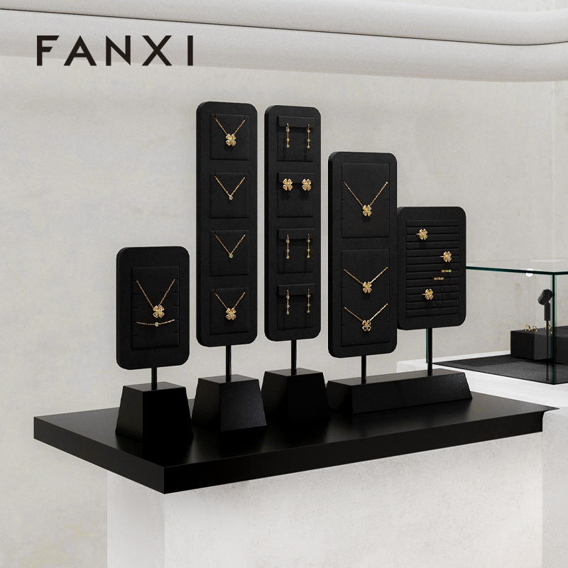 FANXI wholesale Black Microfiber baking paint Jewelry Rack
