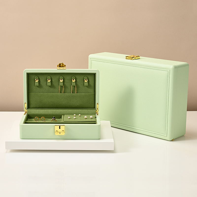 FANXI wholesale Green PU leather Microfiber Jewelry box