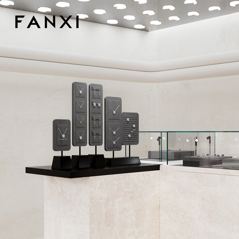 FANXI hot sale Dark grey Baking paint Jewelry display stand