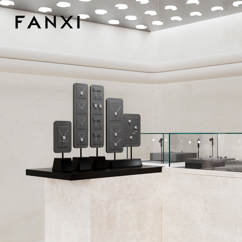 FANXI hot sale Dark grey Baking paint Jewelry display stand