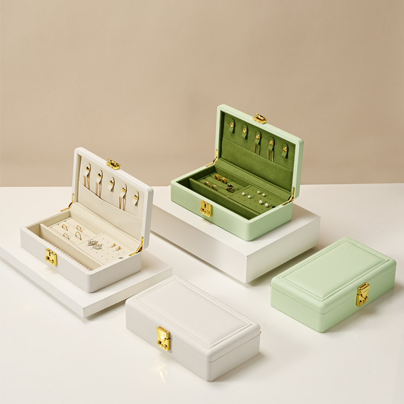 FANXI wholesale Green PU leather Microfiber Jewelry box