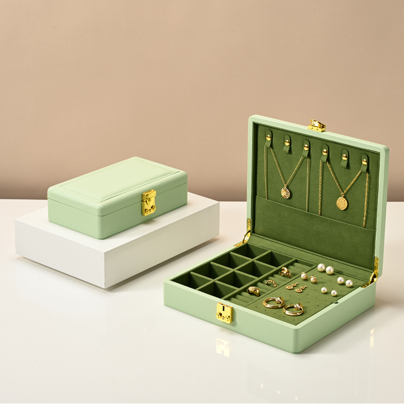 FANXI wholesale Green PU leather Microfiber Jewelry box