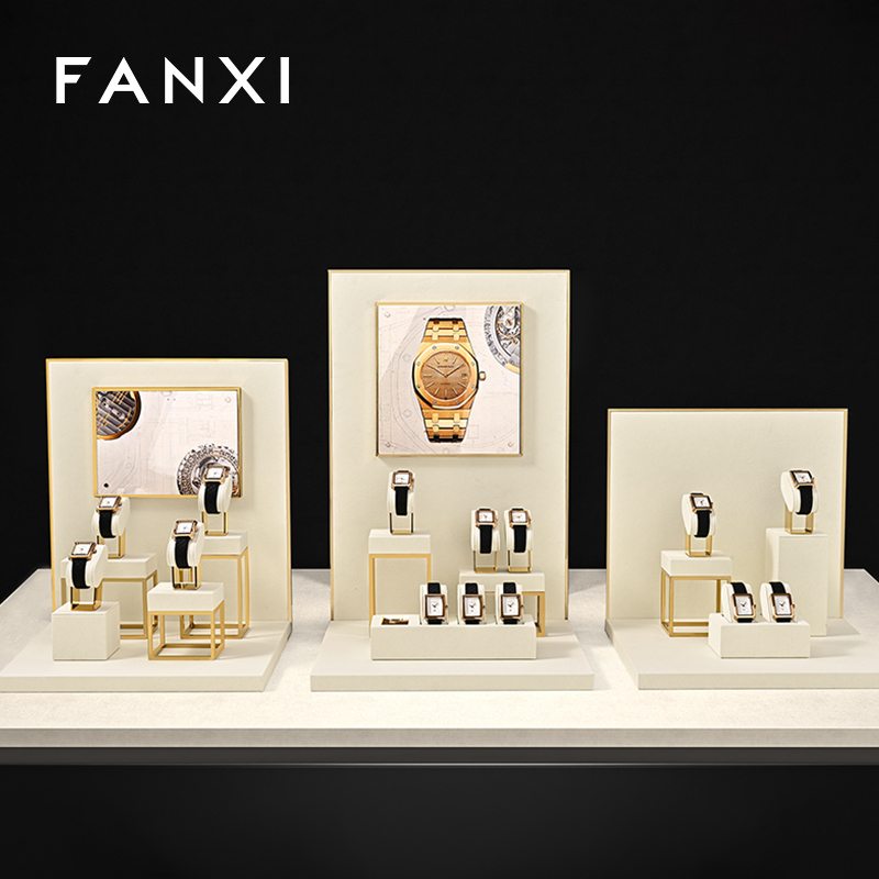 FANXI high quality Beige and metal watch display set