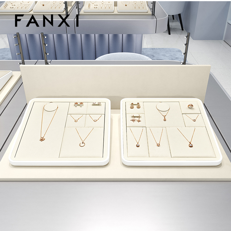 FANXI fashion Beige Microfiber MDF Baking paint jewelry display