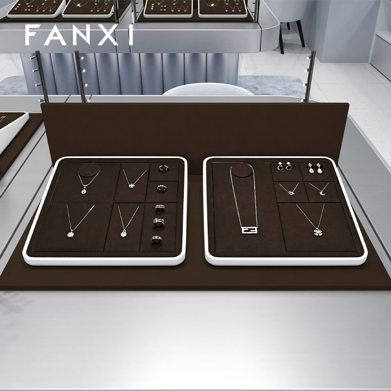 FANXI luxury coffee MDF Baking paint jewelry display