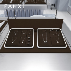 FANXI luxury coffee MDF Baking paint jewelry display