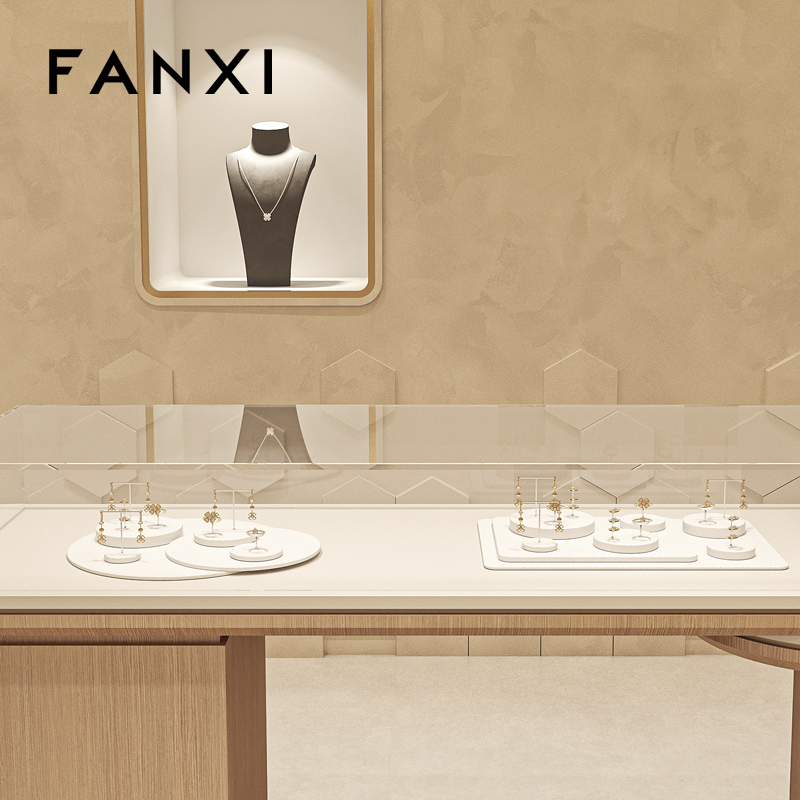 FANXI wholesale White leather luxury jewellery display