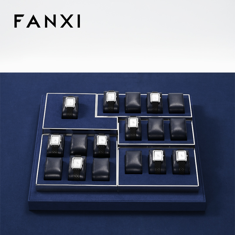 FANXI hot sale Blue Leather metal Watch display set