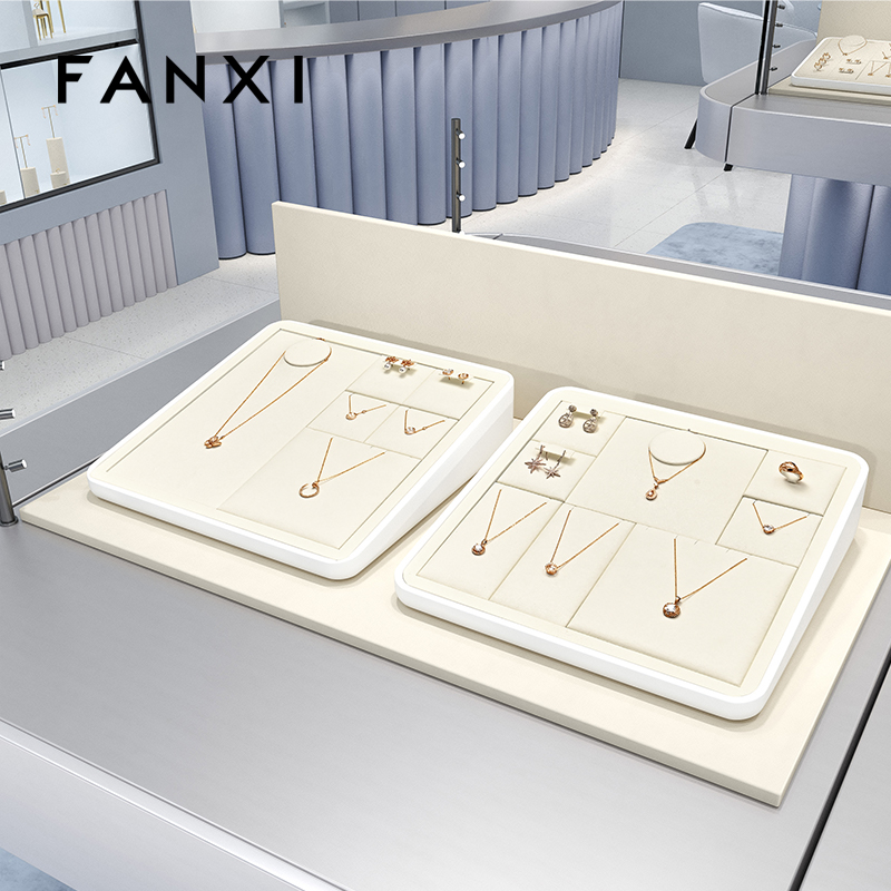 FANXI fashion Beige Microfiber MDF Baking paint jewelry display