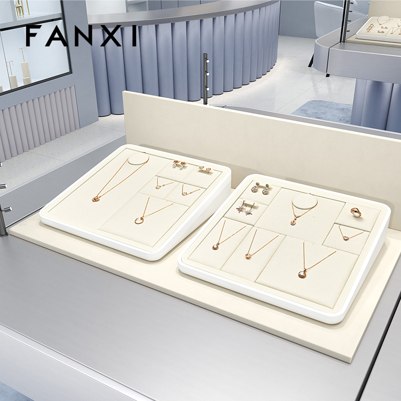 FANXI fashion Beige Microfiber MDF Baking paint jewelry display