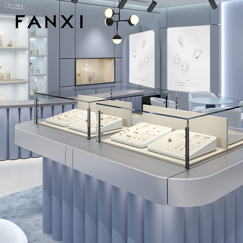 FANXI fashion Beige Microfiber MDF Baking paint jewelry display
