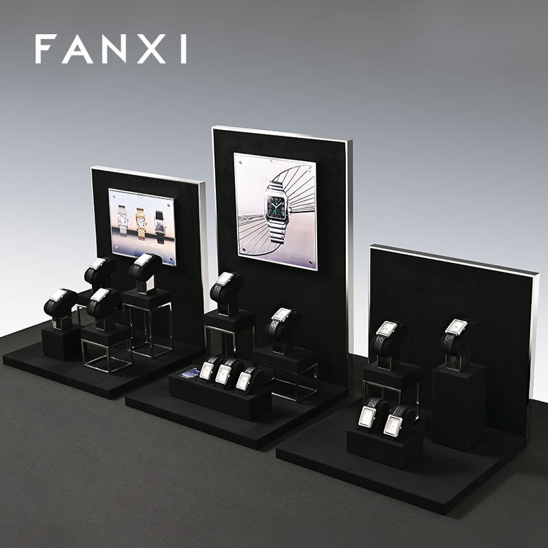 FANXI new arrival Black and Mirror Silver Watch combination set