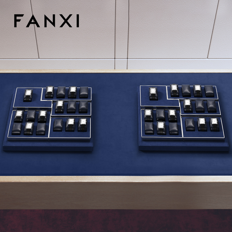 FANXI hot sale Blue Leather metal Watch display set