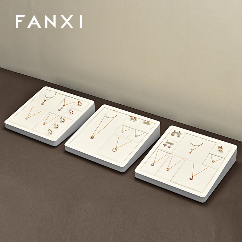 FANXI fashion Beige Microfiber MDF Baking paint jewelry display