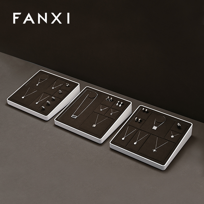 FANXI luxury coffee MDF Baking paint jewelry display