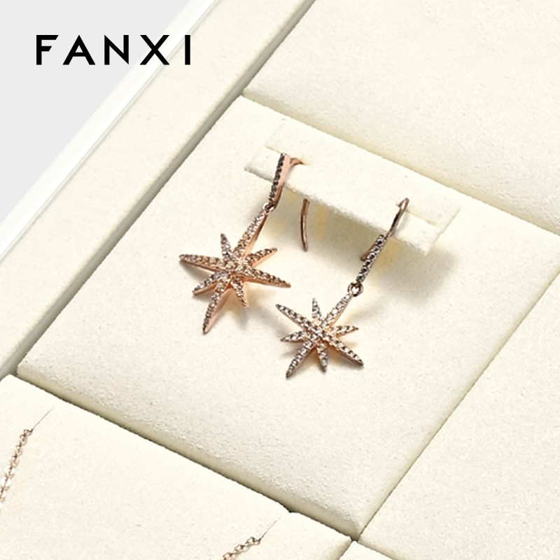 FANXI fashion Beige Microfiber MDF Baking paint jewelry display