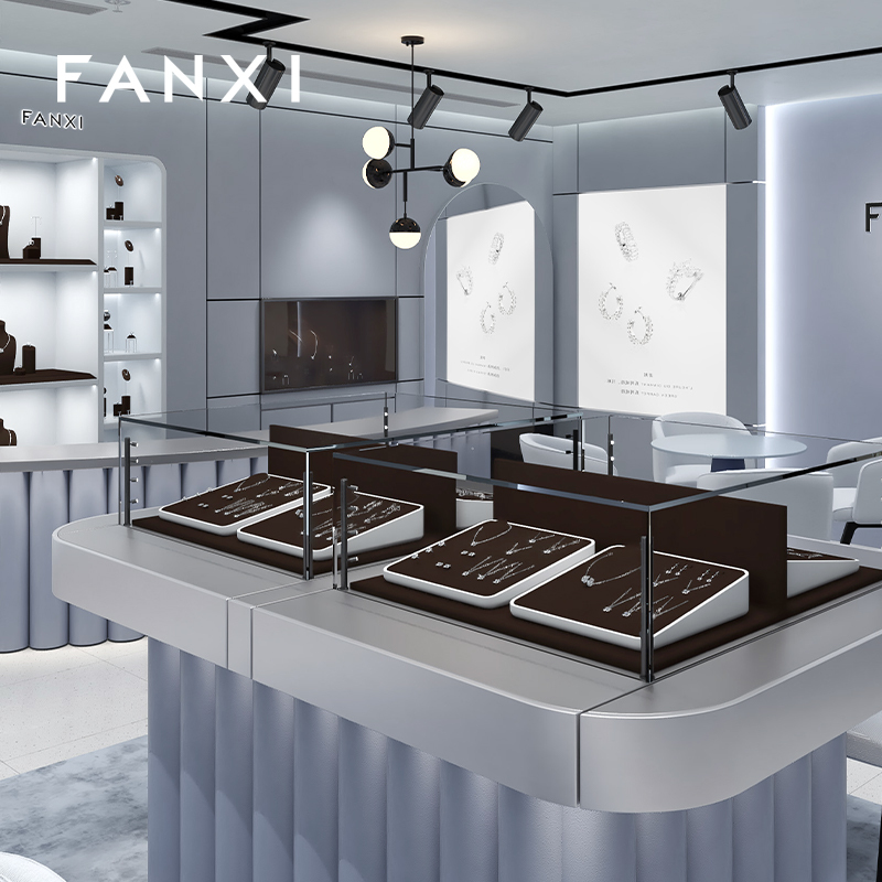 FANXI luxury coffee MDF Baking paint jewelry display