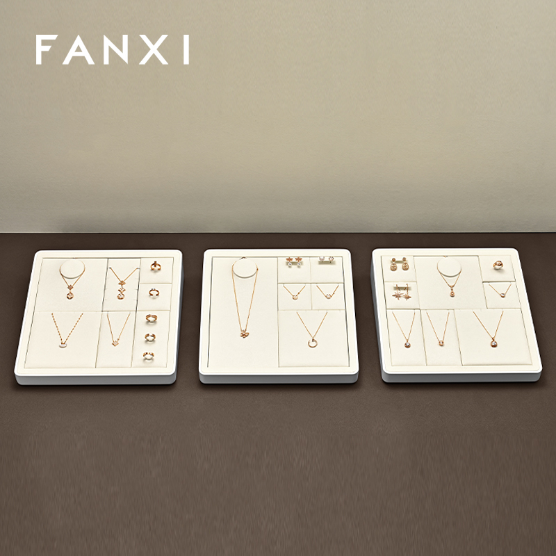FANXI fashion Beige Microfiber MDF Baking paint jewelry display