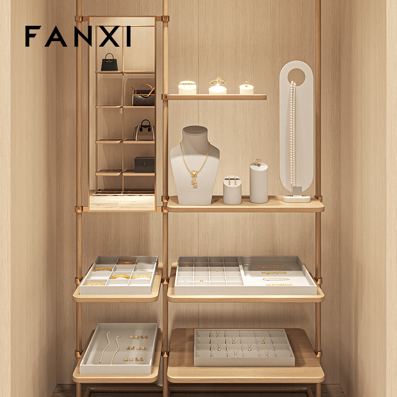 FANXI wholesale White Sackcloth Jewelry display tray