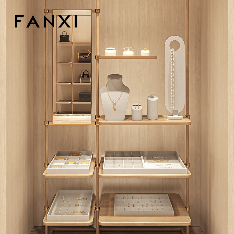 FANXI wholesale White Sackcloth Jewelry display tray