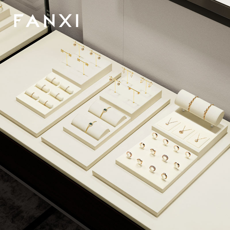FANXI new arrival Beige Microfiber jewellery ring display