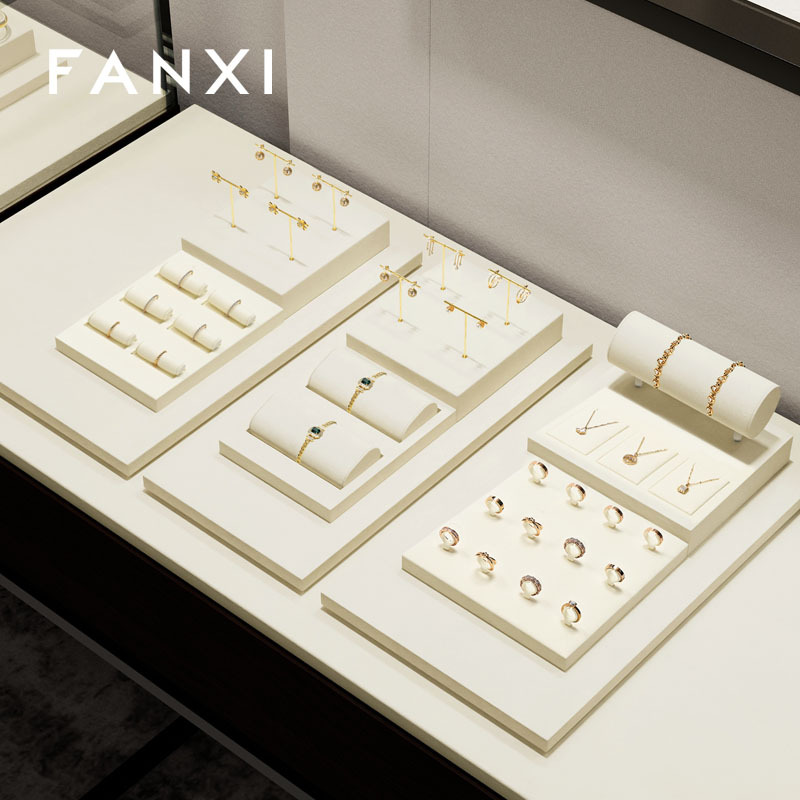 FANXI new arrival Beige Microfiber jewellery ring display