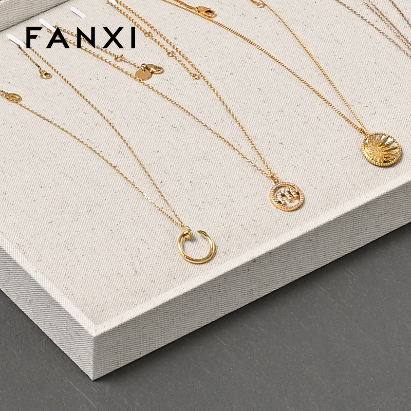 FANXI wholesale White Sackcloth Jewelry display tray