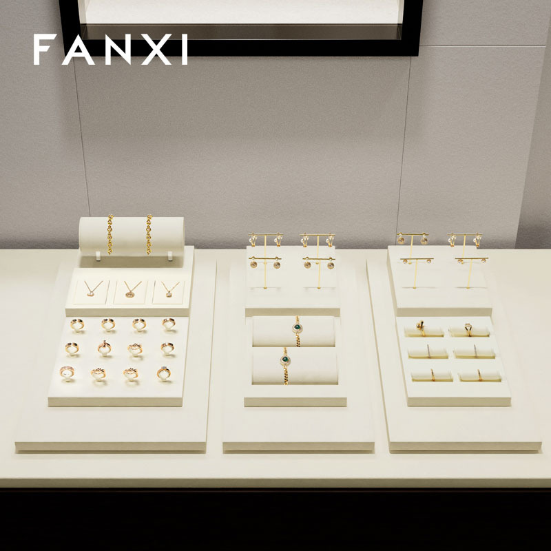 FANXI new arrival Beige Microfiber jewellery ring display