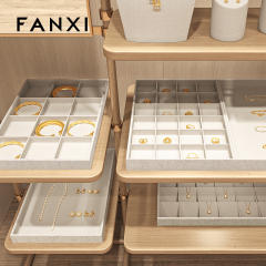 FANXI wholesale White Sackcloth Jewelry display tray
