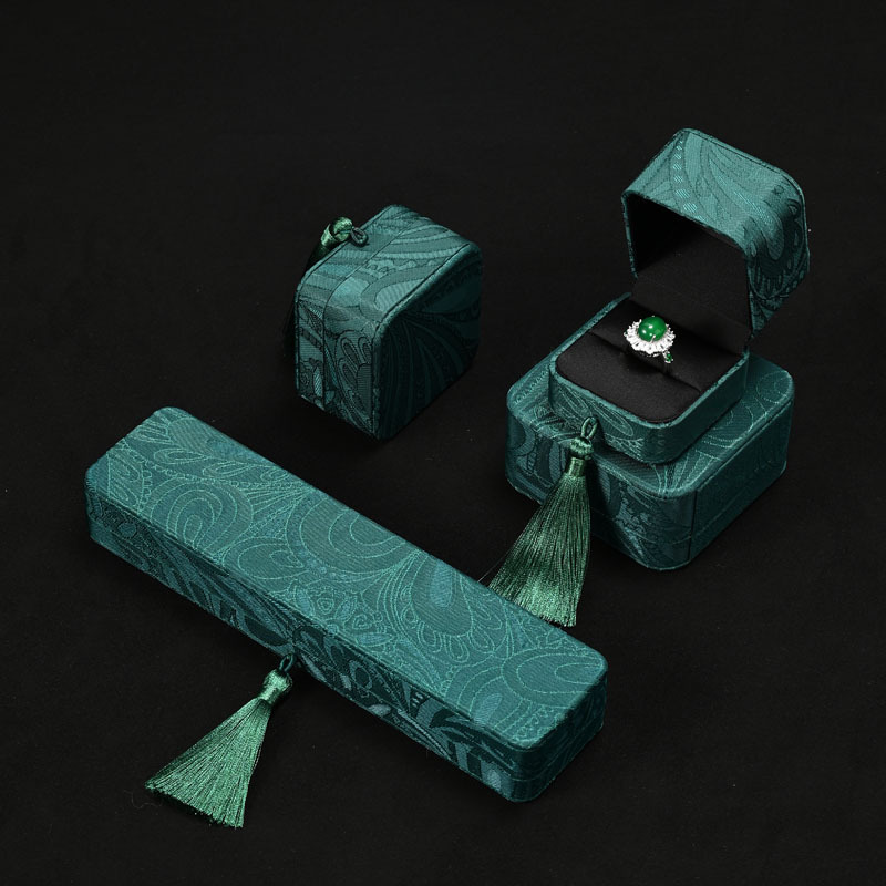 FANXI hot sale green brocade cloth and silk jewel case