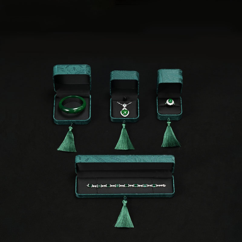 FANXI hot sale green brocade cloth and silk jewel case