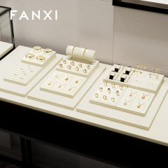 FANXI new arrival Beige Microfiber jewellery ring display