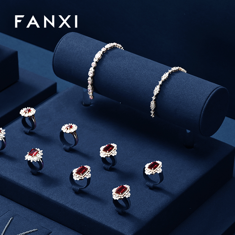 FANXI factory Blue Microfiber luxury jewellery display
